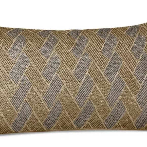 Hudson Park Collection Linear Sandstone Beaded Decorative Pillow, 12" x 22" - Picture 2 of 5
